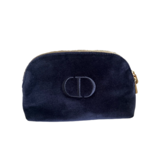 New Christian Dior Velvet Makeup Bag Navy - Picture 1 of 9